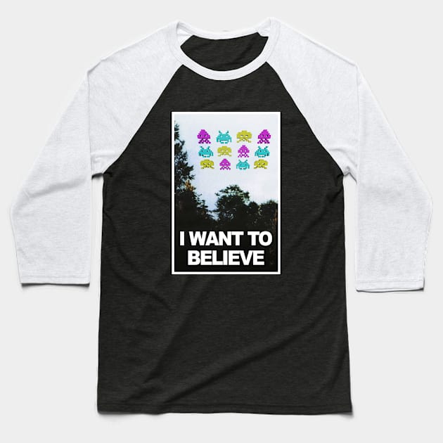 Believe Invaders Baseball T-Shirt by gnotorious